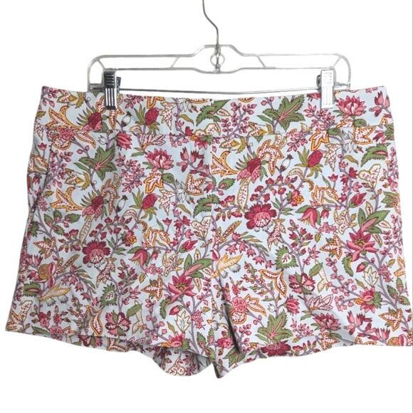 LOFT Multicolor Botanical Floral Riviera Chino Shorts Womens 12 - Picture 1 of 4
